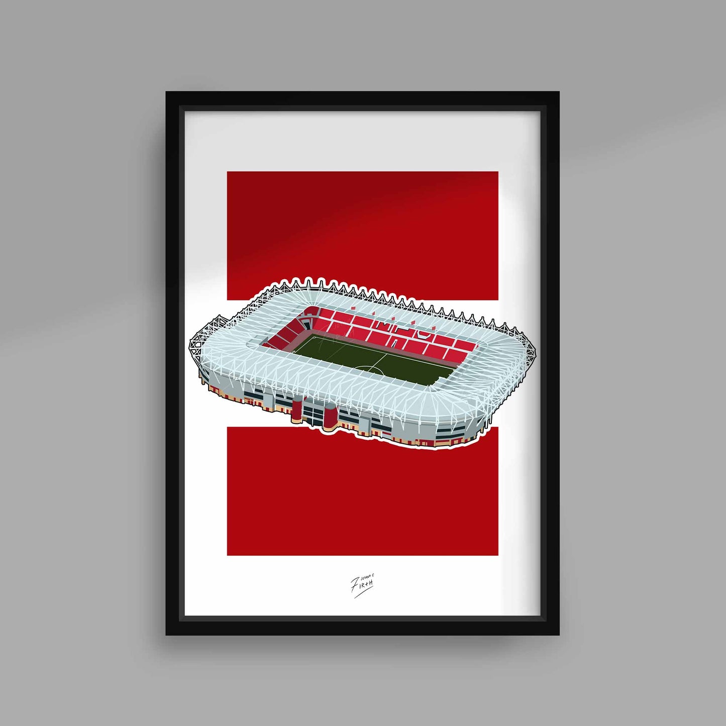 Football themed Middlesbrough Riverside Stadium artwork poster print. An iconic landmark of Teesside!