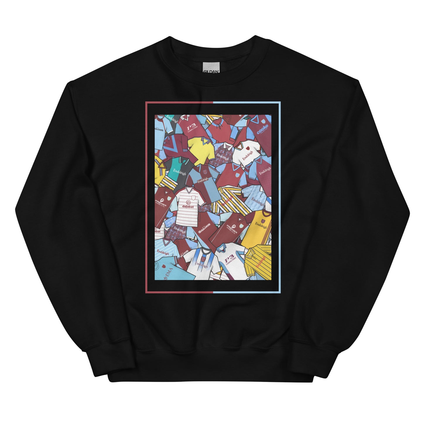 Burnley FC–inspired retro football sweatshirt featuring a bold central design styled like a collage of classic shirts. This unisex pullover combines vintage kit aesthetics with cosy, everyday comfort—ideal for chilly match days, pub nights, or laid-back casual wear. The design pays tribute to iconic Clarets jerseys and proudly celebrates Burnley’s proud footballing heritage. A perfect gift or wardrobe staple for fans who love retro football culture and hometown pride.