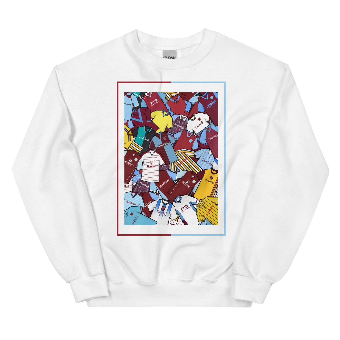 Burnley FC–inspired retro football sweatshirt featuring a bold central design styled like a collage of classic shirts. This unisex pullover combines vintage kit aesthetics with cosy, everyday comfort—ideal for chilly match days, pub nights, or laid-back casual wear. The design pays tribute to iconic Clarets jerseys and proudly celebrates Burnley’s proud footballing heritage. A perfect gift or wardrobe staple for fans who love retro football culture and hometown pride.