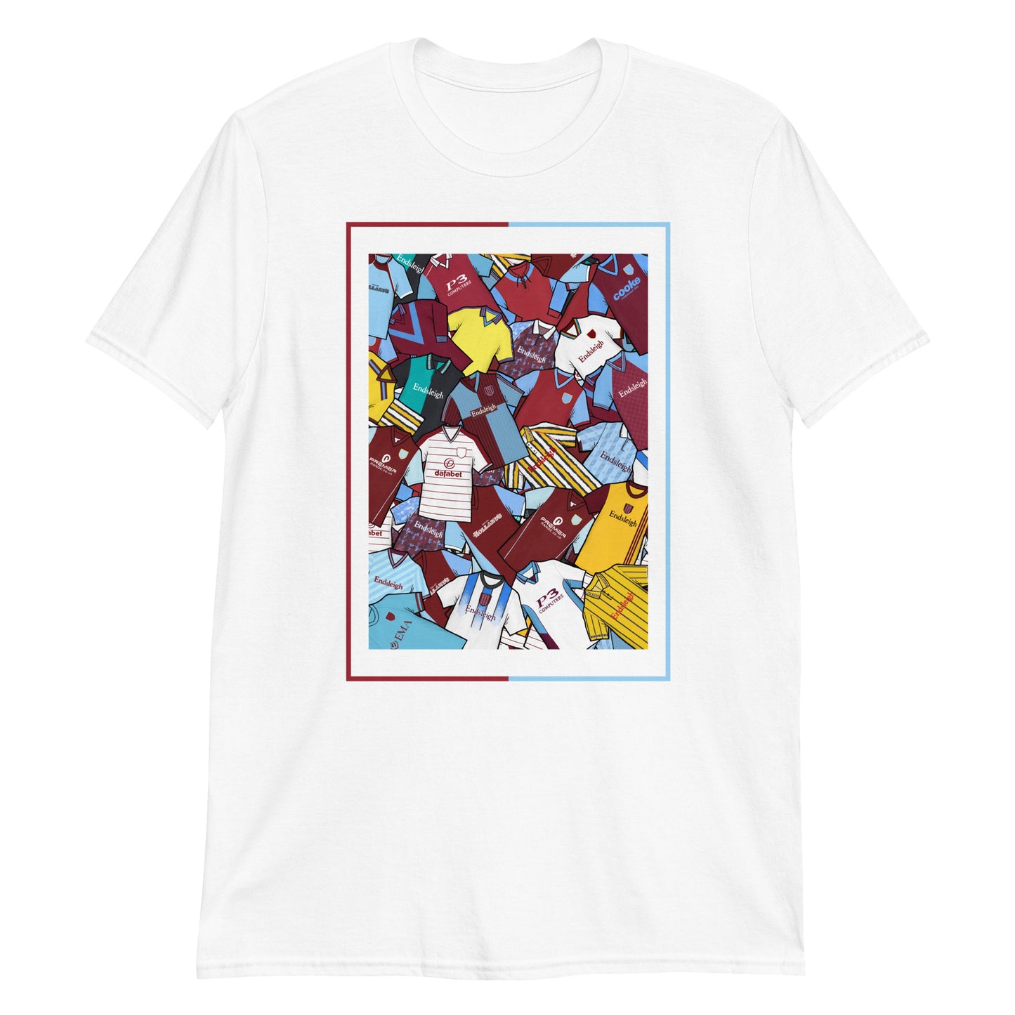 Burnley FC–inspired retro football t-shirt featuring a bold central design styled like a collage of classic shirts. This unisex tee blends vintage kit vibes with soft, everyday comfort—perfect for match days, summer socials, or casual wear year-round. The design celebrates iconic Clarets jerseys and Burnley’s proud football heritage. A great gift or go-to piece for fans who appreciate retro football culture and hometown pride.