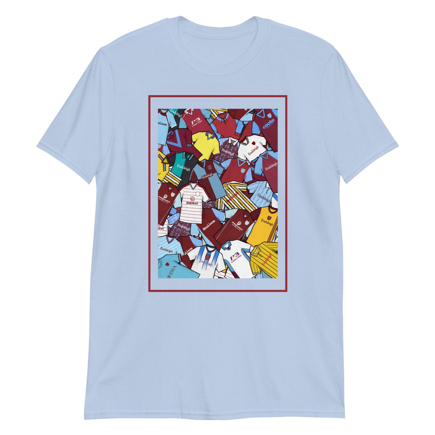 Burnley FC–inspired retro football t-shirt featuring a bold central design styled like a collage of classic shirts. This unisex tee blends vintage kit vibes with soft, everyday comfort—perfect for match days, summer socials, or casual wear year-round. The design celebrates iconic Clarets jerseys and Burnley’s proud football heritage. A great gift or go-to piece for fans who appreciate retro football culture and hometown pride.