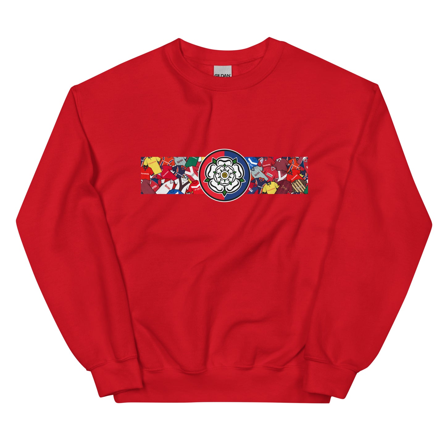 Celebrate your Minstermen pride with this York City FC-inspired retro football sweatshirt, featuring a bold central white rose of Yorkshire design. This unisex pullover blends vintage kit aesthetics with cosy, everyday comfort—perfect for chilly match days at the LNER Community Stadium, pub nights, or laid-back casual wear. The design pays homage to classic York City jerseys while proudly honouring the club’s rich history and Yorkshire roots. A must-have gift or wardrobe essential for loyal supporters