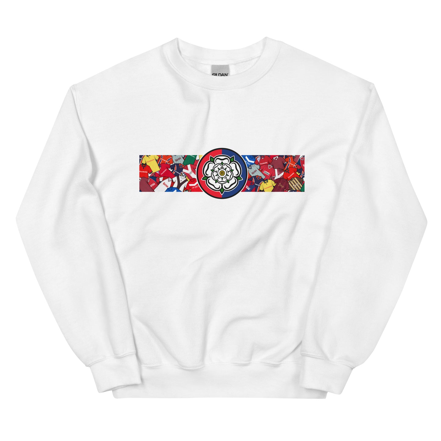 Celebrate your Minstermen pride with this York City FC-inspired retro football sweatshirt, featuring a bold central white rose of Yorkshire design. This unisex pullover blends vintage kit aesthetics with cosy, everyday comfort—perfect for chilly match days at the LNER Community Stadium, pub nights, or laid-back casual wear. The design pays homage to classic York City jerseys while proudly honouring the club’s rich history and Yorkshire roots. A must-have gift or wardrobe essential for loyal supporters