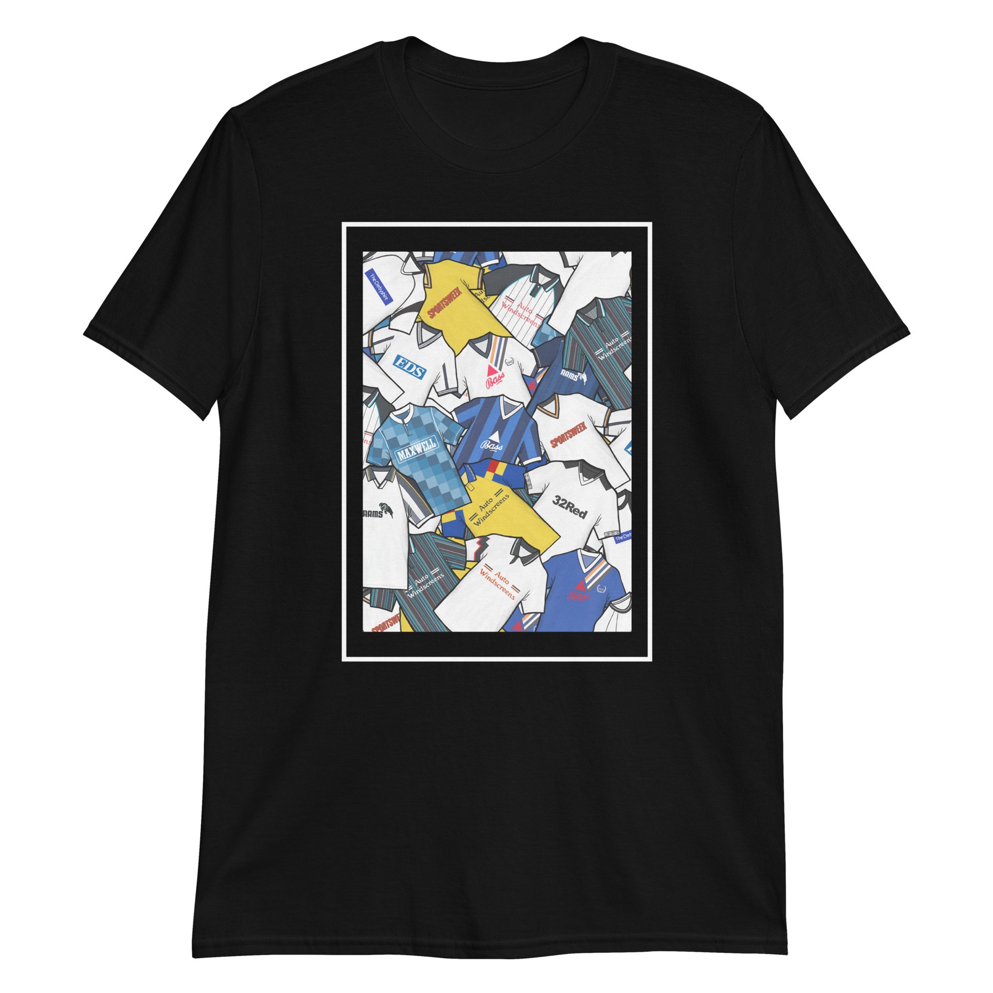 Celebrate your Rams pride with this Derby County FC T-shirt, designed for fans who love classic football style. Featuring a striking mashup collage of Derby County’s iconic football shirts, this retro-style T-shirt showcases the club’s rich history and heritage in one bold design. Perfect for match days, casual wear, or as a Derby County football gift, it combines vintage football culture with modern comfort. A must-have Derby County T-shirt for true supporters who value the club’s legacy and timeless