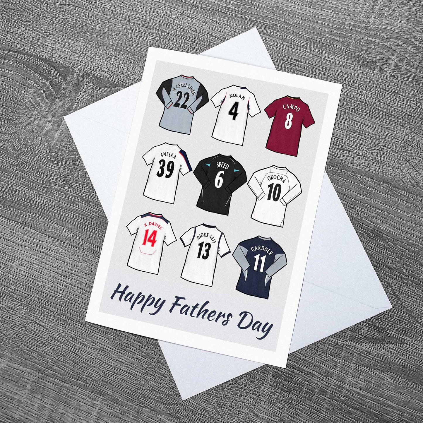 Fathers day card Bolton Wanderers themed featuring some of the greatest player jerseys in their history!