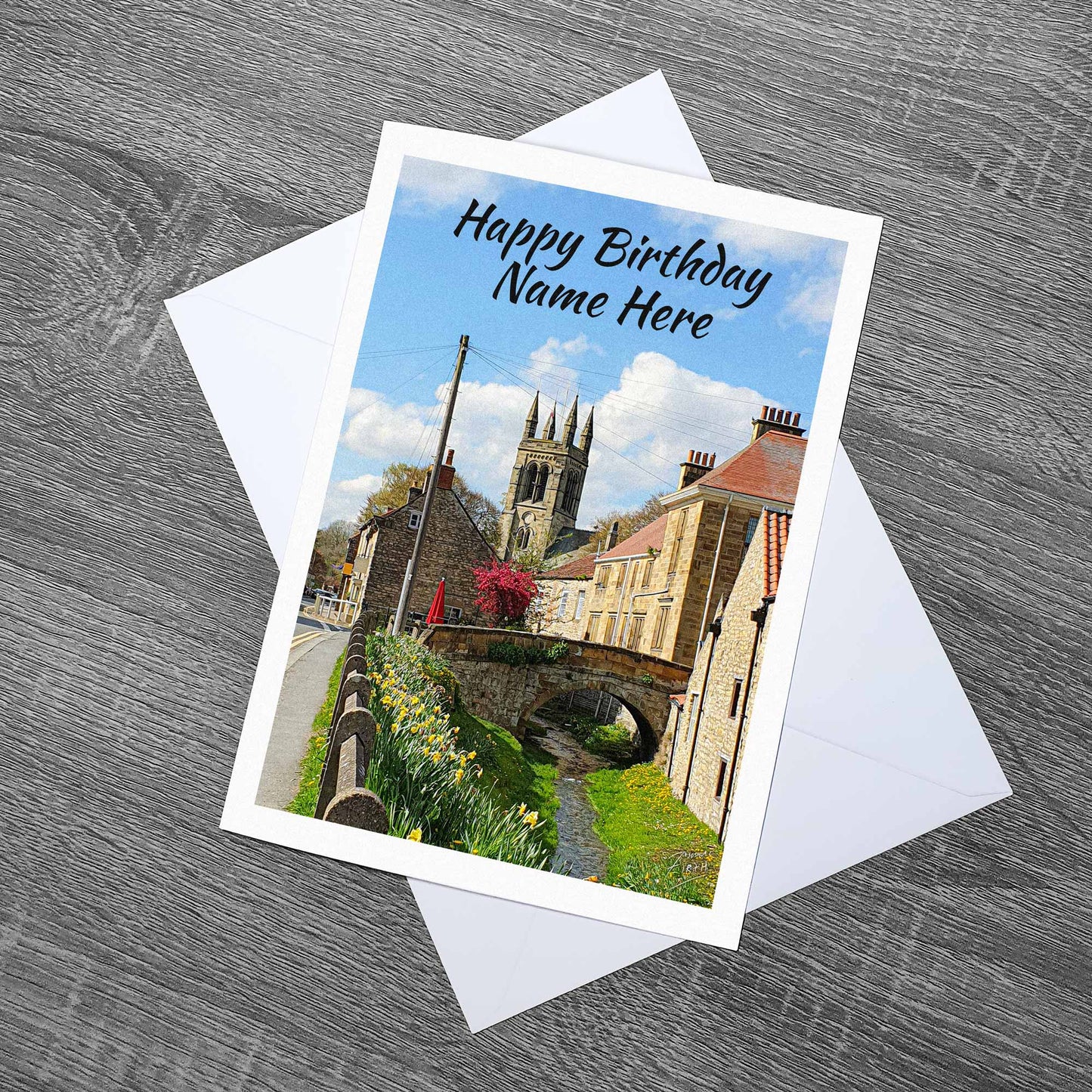 Custom Happy Birthday From Helmsley, North Yorkshire Birthday Greetings Card