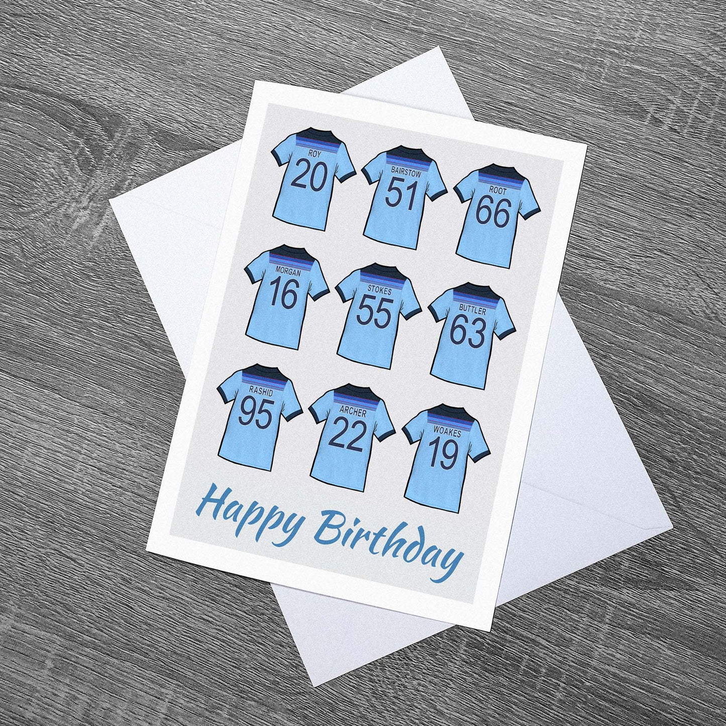 England Cricket themed happy birthday card