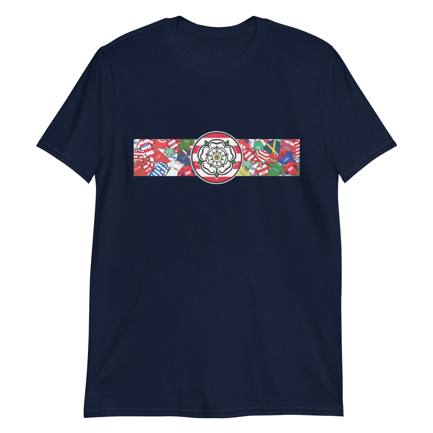 This T-shirt design celebrates Doncaster Rovers’ proud legacy, blending the club’s iconic red and white with a bold, retro-inspired edge. Featuring classic jersey patterns and a central Yorkshire rose emblem, it pays homage to the passion and tradition of the Keepmoat faithful. A perfect fusion of vintage football heritage and contemporary streetwear—designed for true Rovers supporters.