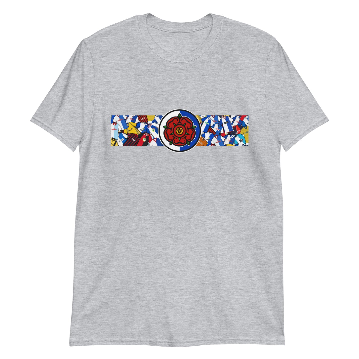 This T-shirt design celebrates Blackburn Rovers’ rich football heritage, combining the club’s iconic blue and white halves with a bold, retro-inspired aesthetic. Featuring classic kit patterns and a central Red Rose of Lancashire emblem, it honors the deep-rooted pride and tradition of the Ewood Park faithful. A perfect blend of vintage football culture and modern streetwear—crafted for true Rovers supporters
