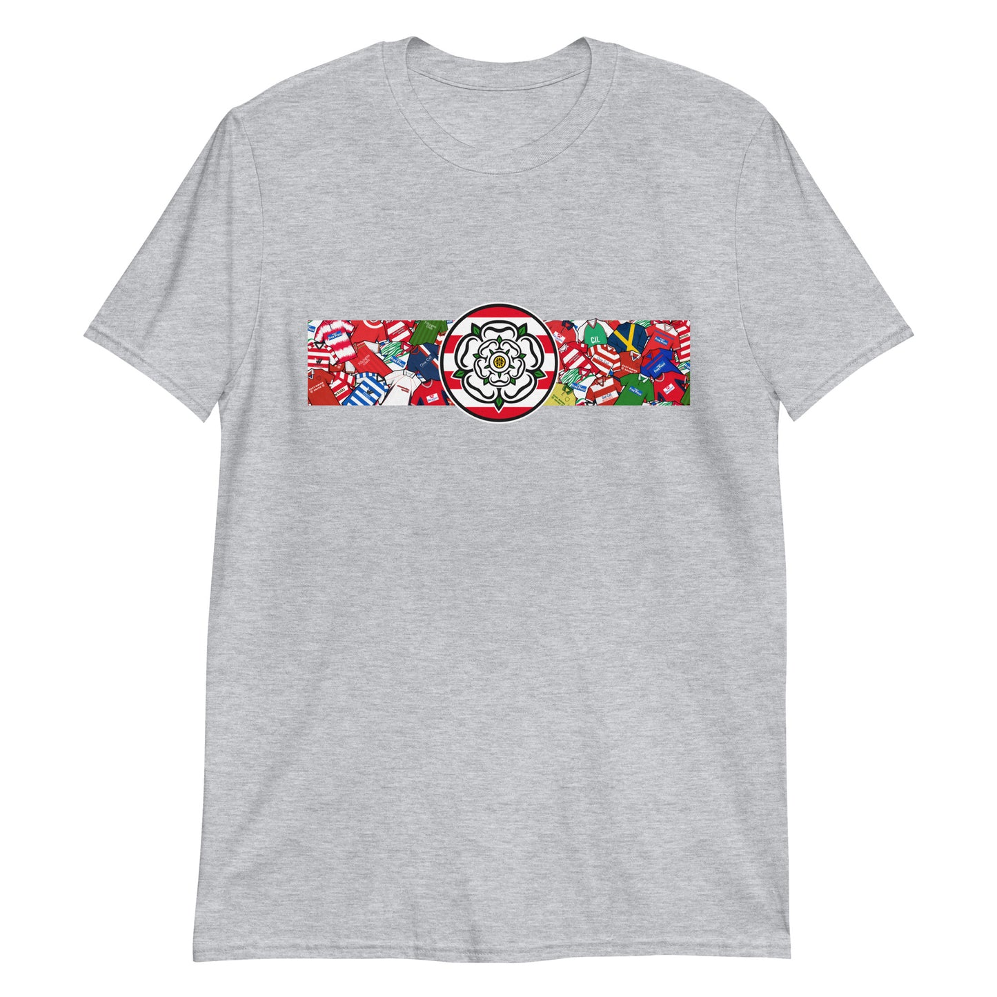 This T-shirt design celebrates Doncaster Rovers’ proud legacy, blending the club’s iconic red and white with a bold, retro-inspired edge. Featuring classic jersey patterns and a central Yorkshire rose emblem, it pays homage to the passion and tradition of the Keepmoat faithful. A perfect fusion of vintage football heritage and contemporary streetwear—designed for true Rovers supporters.