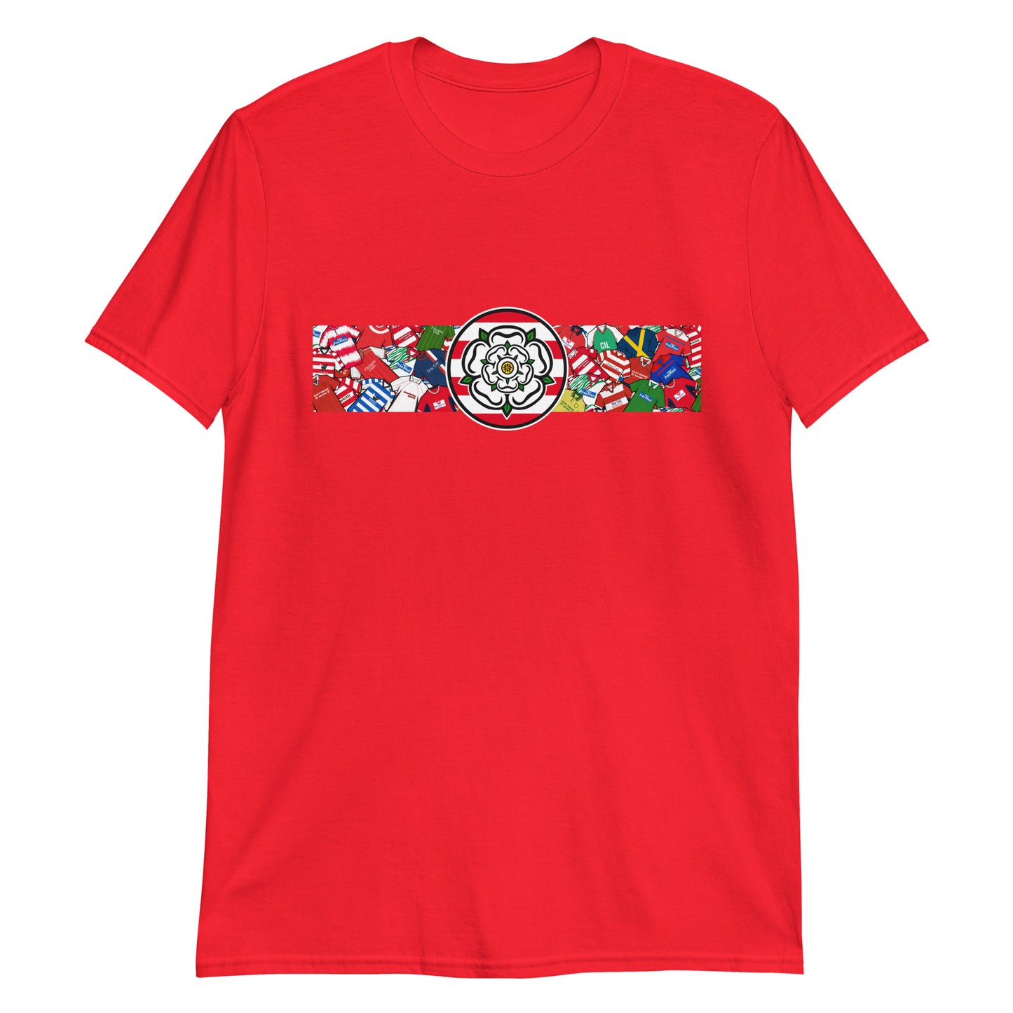 This T-shirt design celebrates Doncaster Rovers’ proud legacy, blending the club’s iconic red and white with a bold, retro-inspired edge. Featuring classic jersey patterns and a central Yorkshire rose emblem, it pays homage to the passion and tradition of the Keepmoat faithful. A perfect fusion of vintage football heritage and contemporary streetwear—designed for true Rovers supporters.