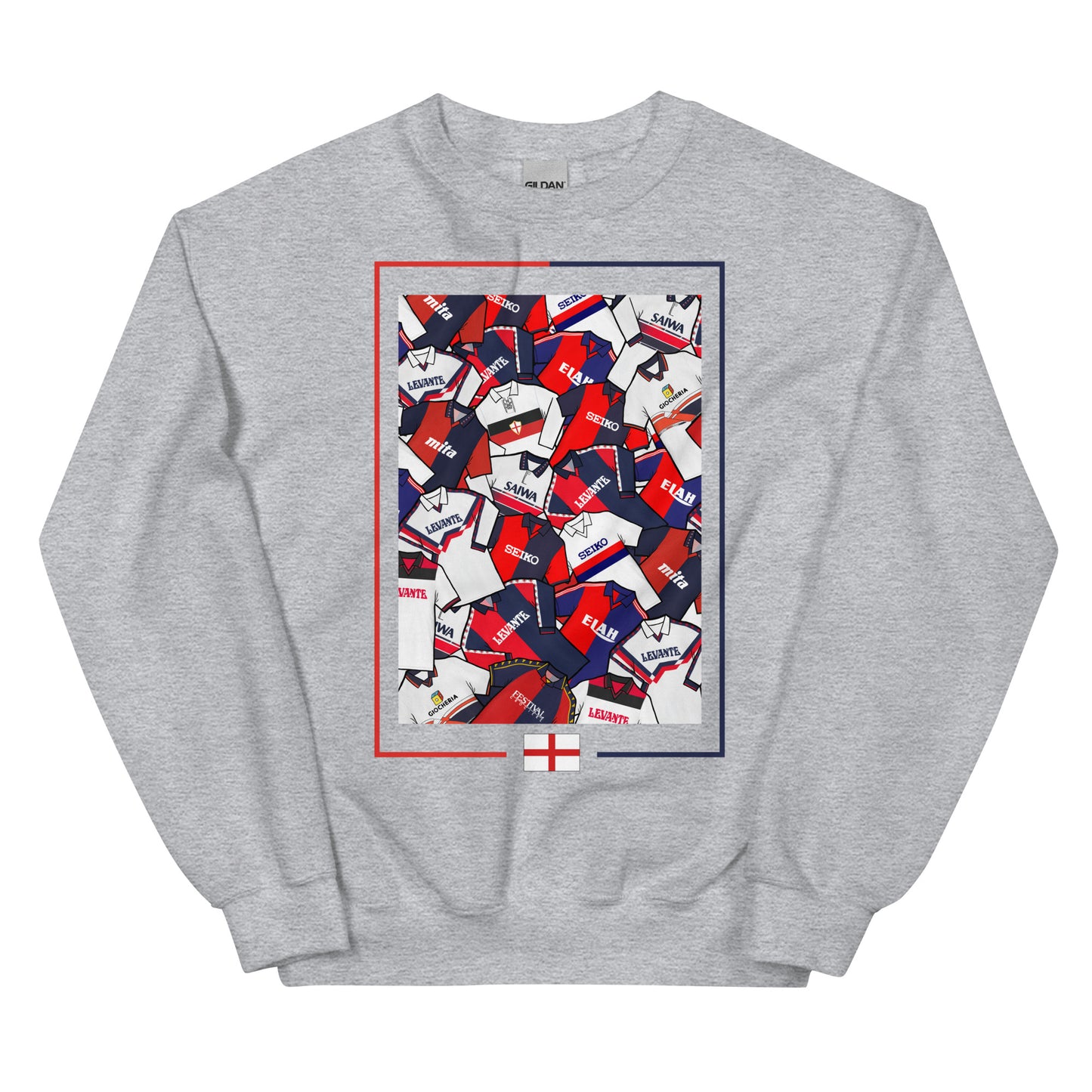 Artwork on a sweatshirt inspired by the oldest team in Italian football, Genoa CFC