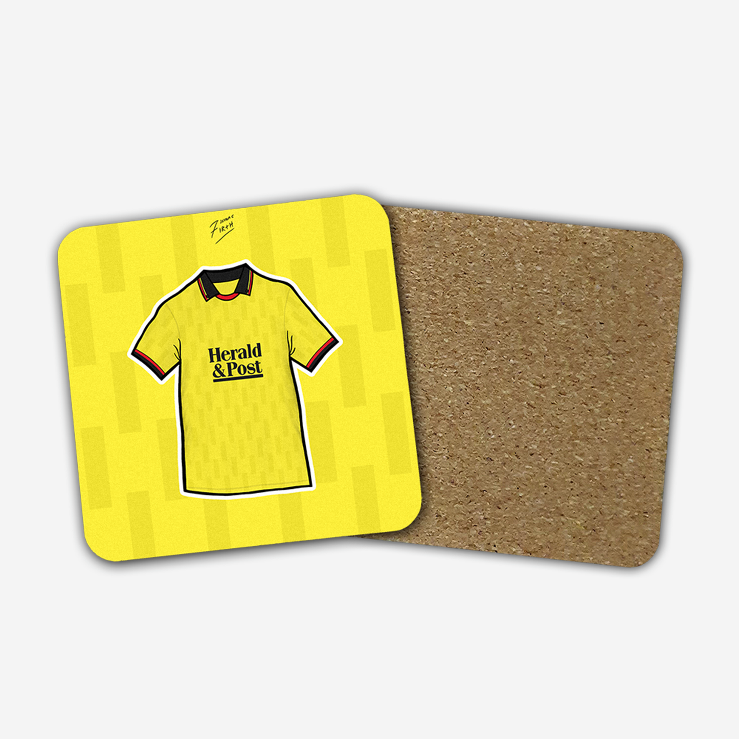 Watford 1989-91 Home Shirt Memorabilia Hand Sublimated Football Coaster