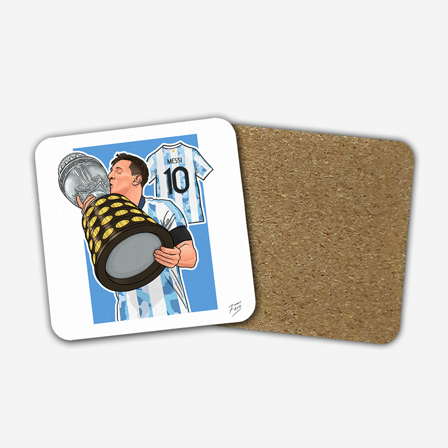 Lionel Messi Argentina Memorabilia Hand Sublimated Football Coaster