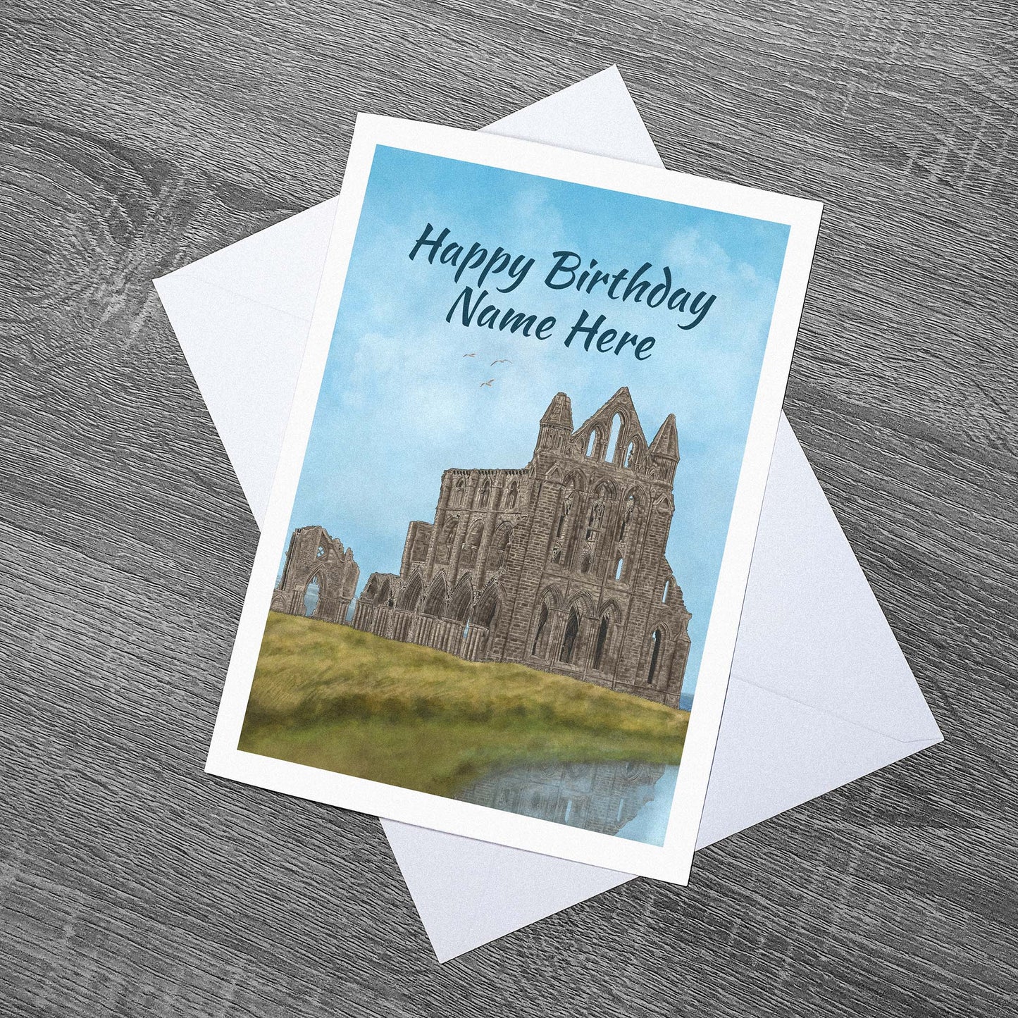 Happy Birthday Whitby Abbey North Yorkshire Greetings Card With Envelope