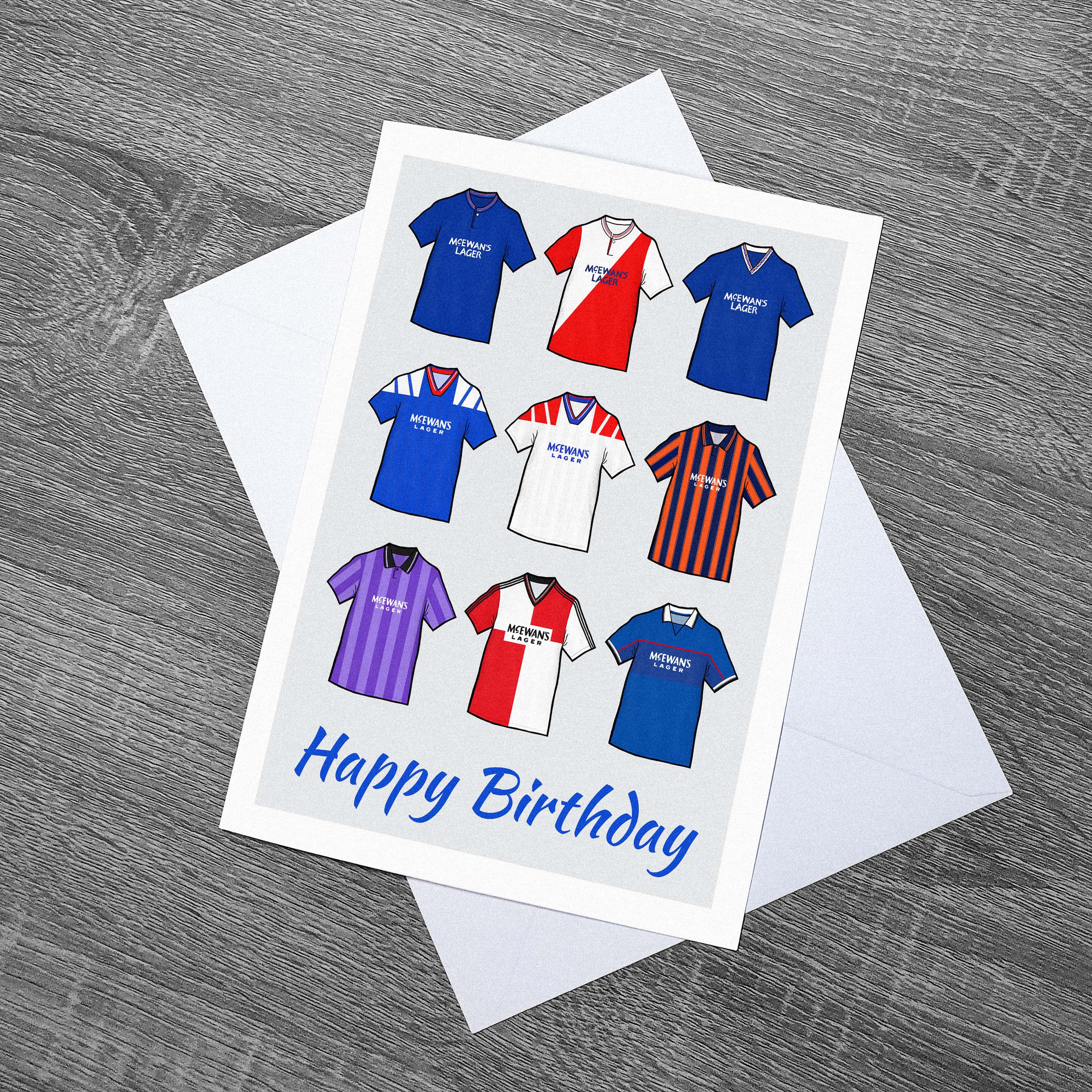 Personalised Glasgow Rangers Jersey Theme Birthday Card