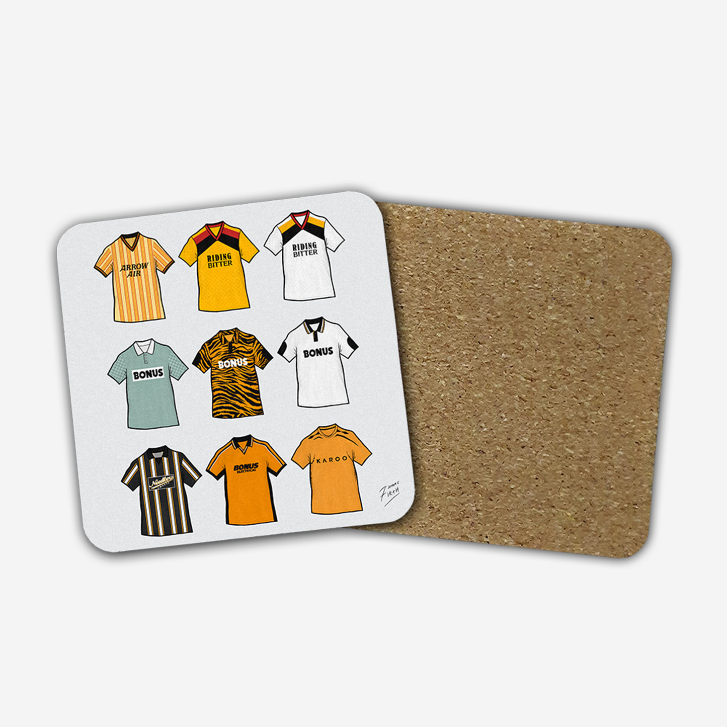Hull City football themed retro shirts coaster