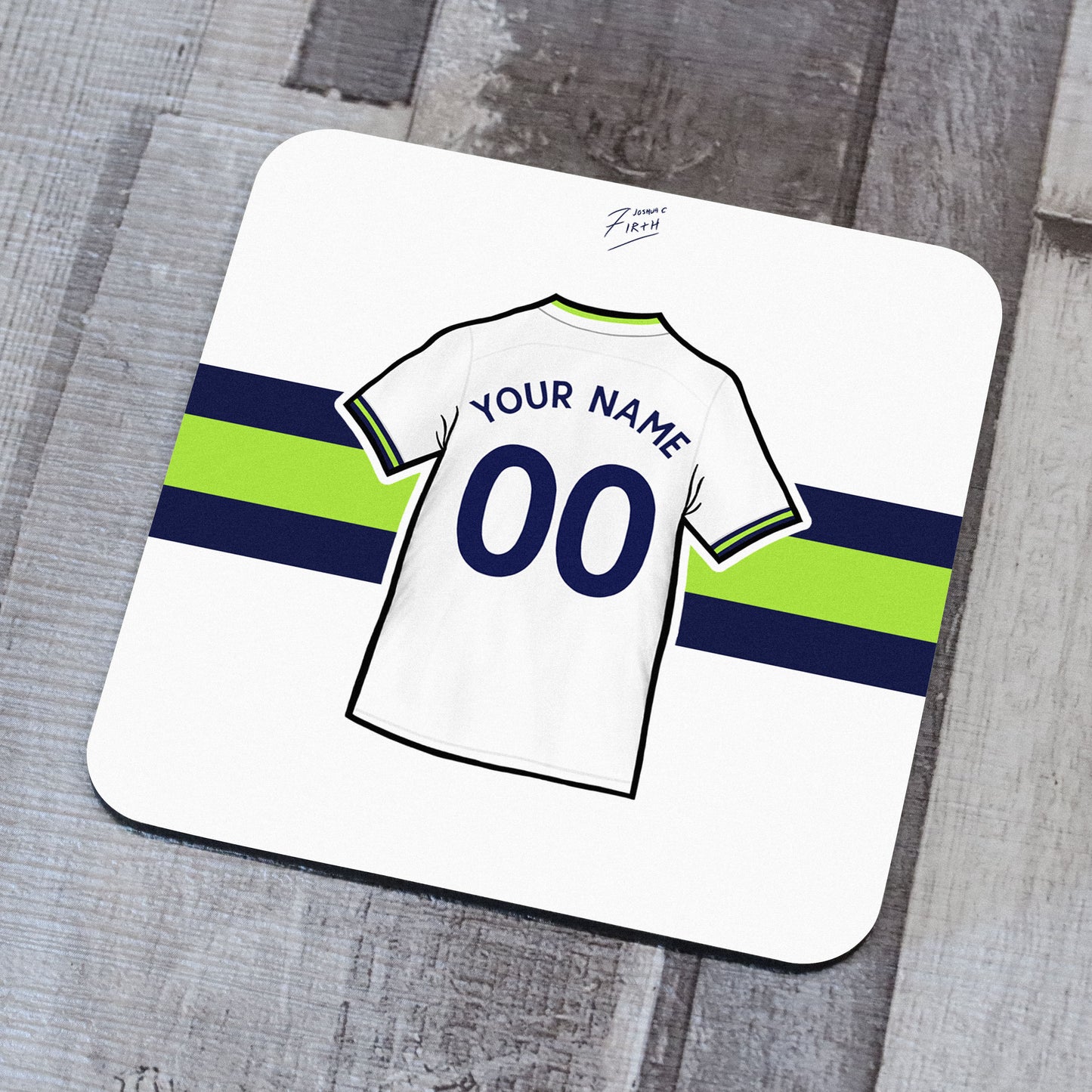 Personalised Tottenham Home Shirt 2022/23 Memorabilia Hand Sublimated Football Coaster