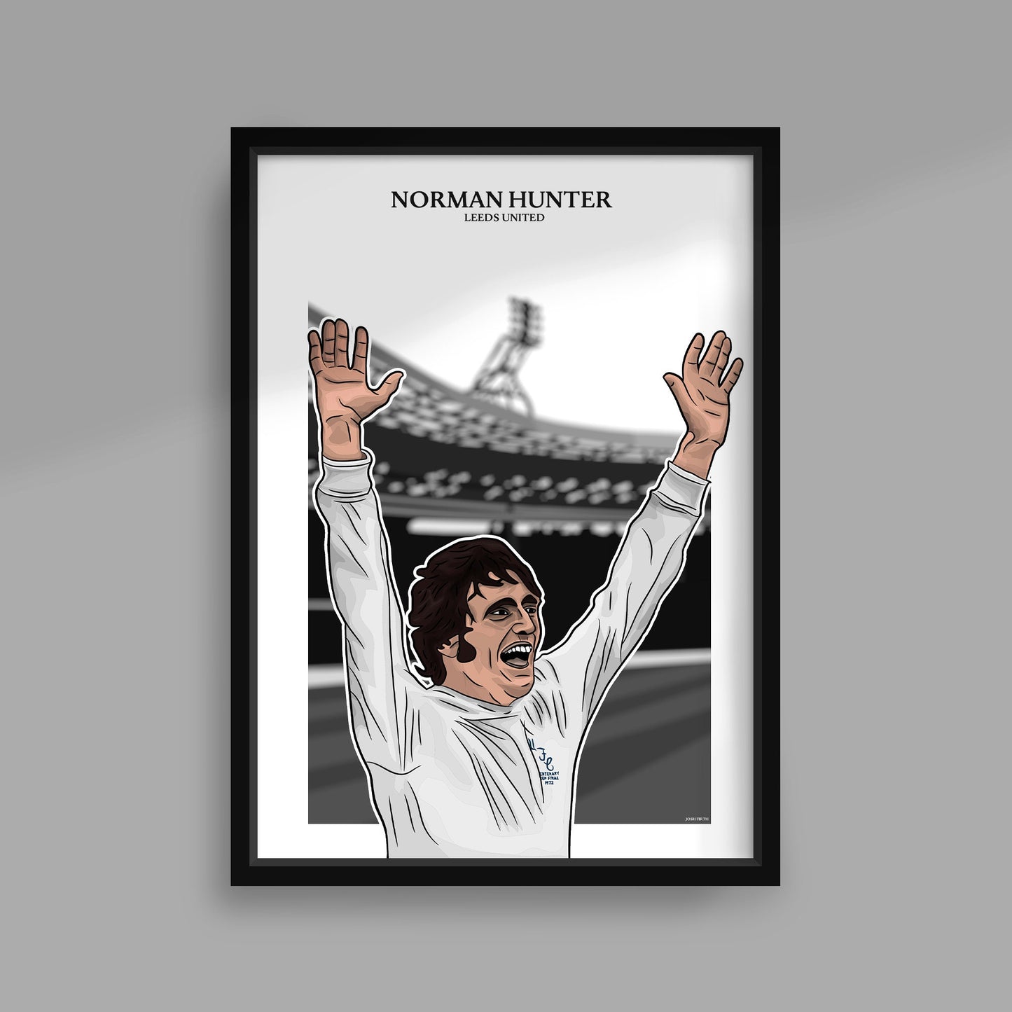 Norman Hunter Leeds Legend Memorabilia Handmade Illustrated A4 Poster Print