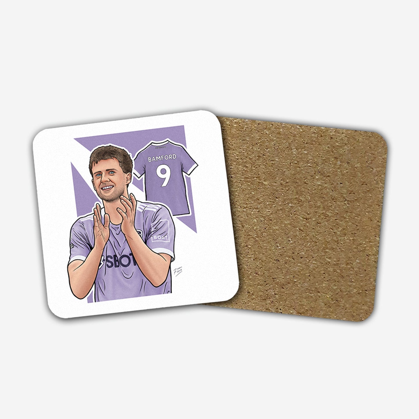 Patrick Bamford Leeds Memorabilia Hand Sublimated Football Coaster