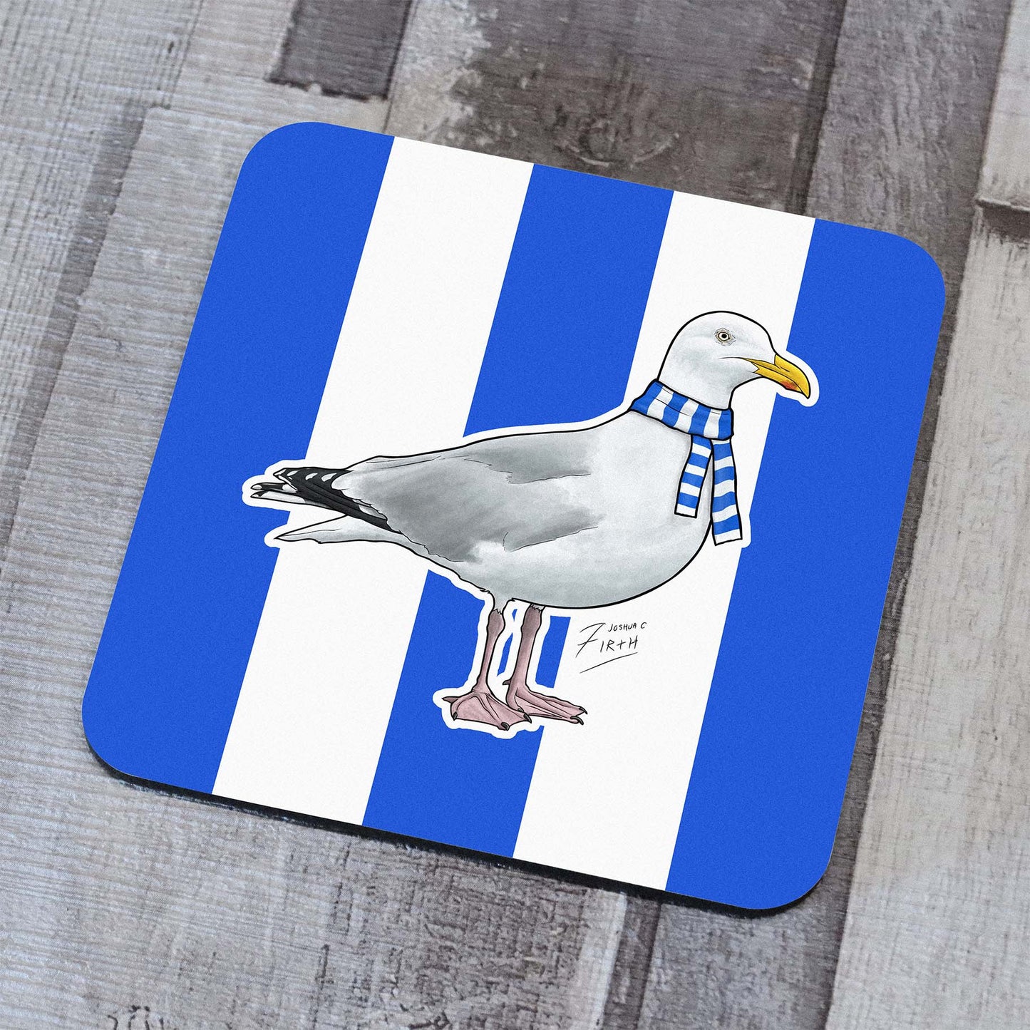 Brighton & Hove themed football Seagull drinks coaster