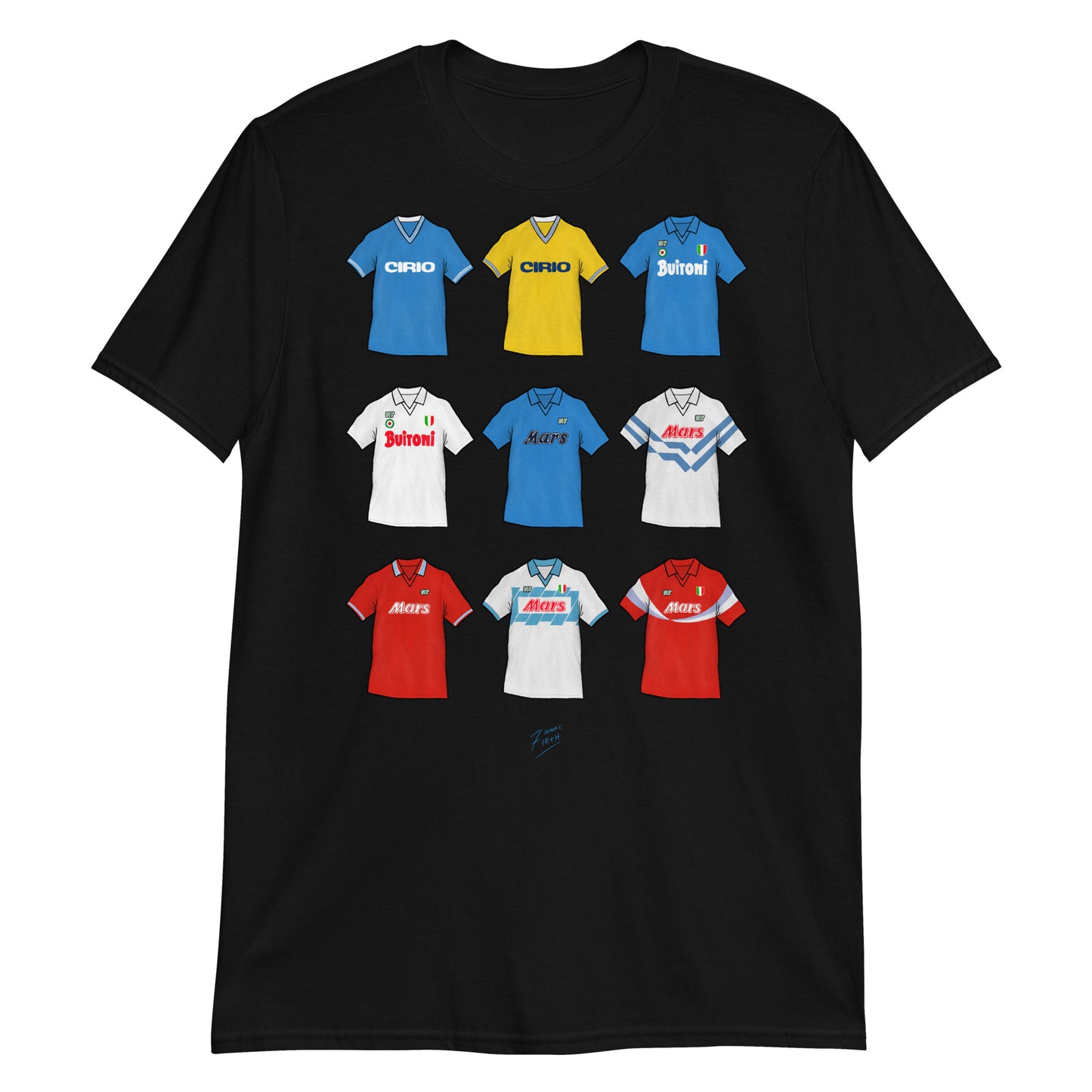 Black Napoli Themed T-shirt inspired by the jerseys of the past from when Diego Maradona used to play for them!