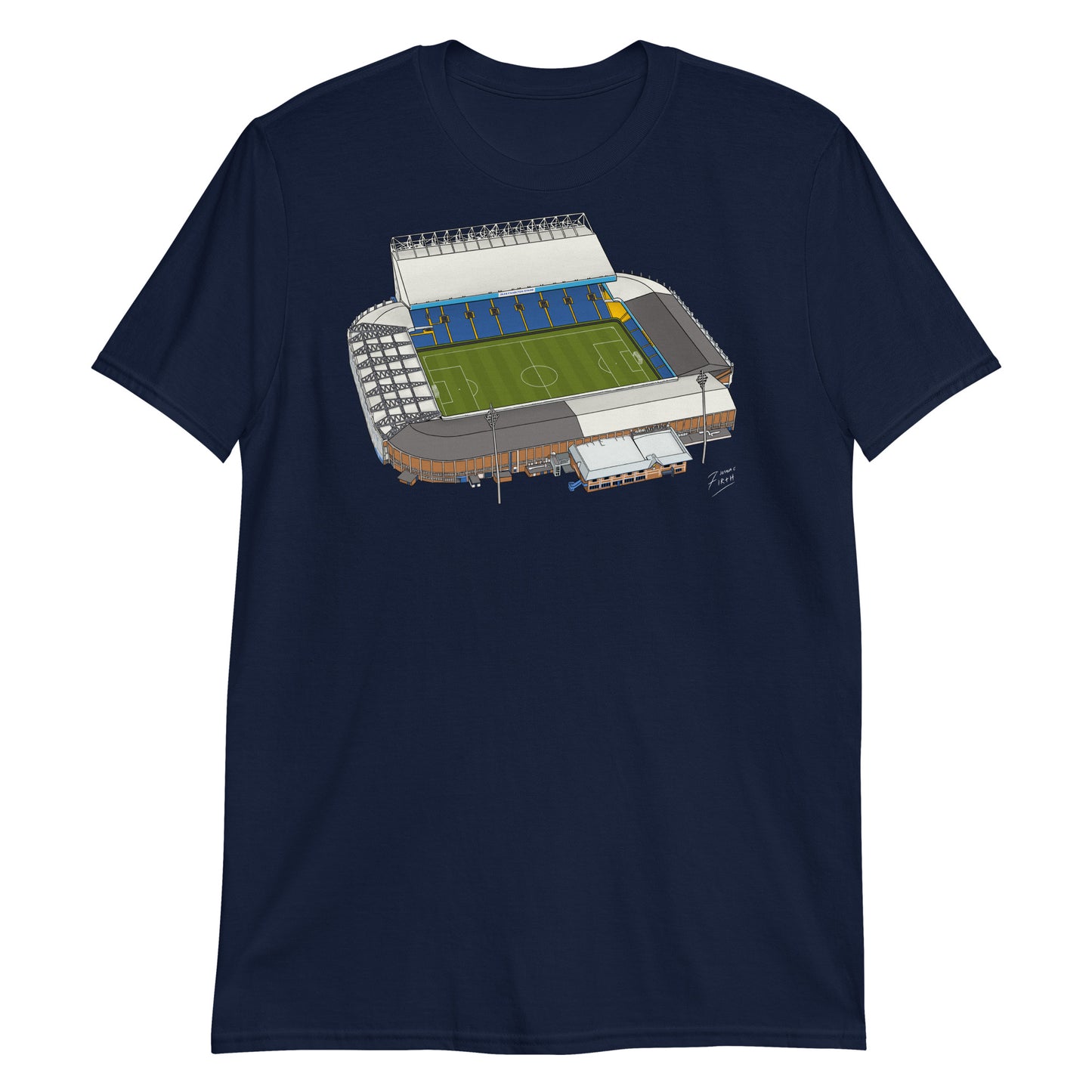 Navy Blue T-shirt inspired by the home of football in Leeds, Elland Road. A West Yorkshire favourite