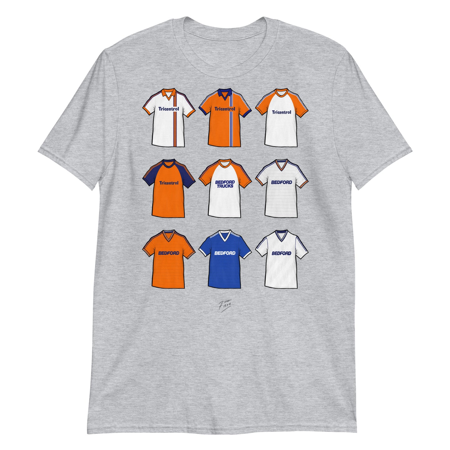 Grey Luton Town Football Club themed football t-shirt, a must have for any Hatters fan