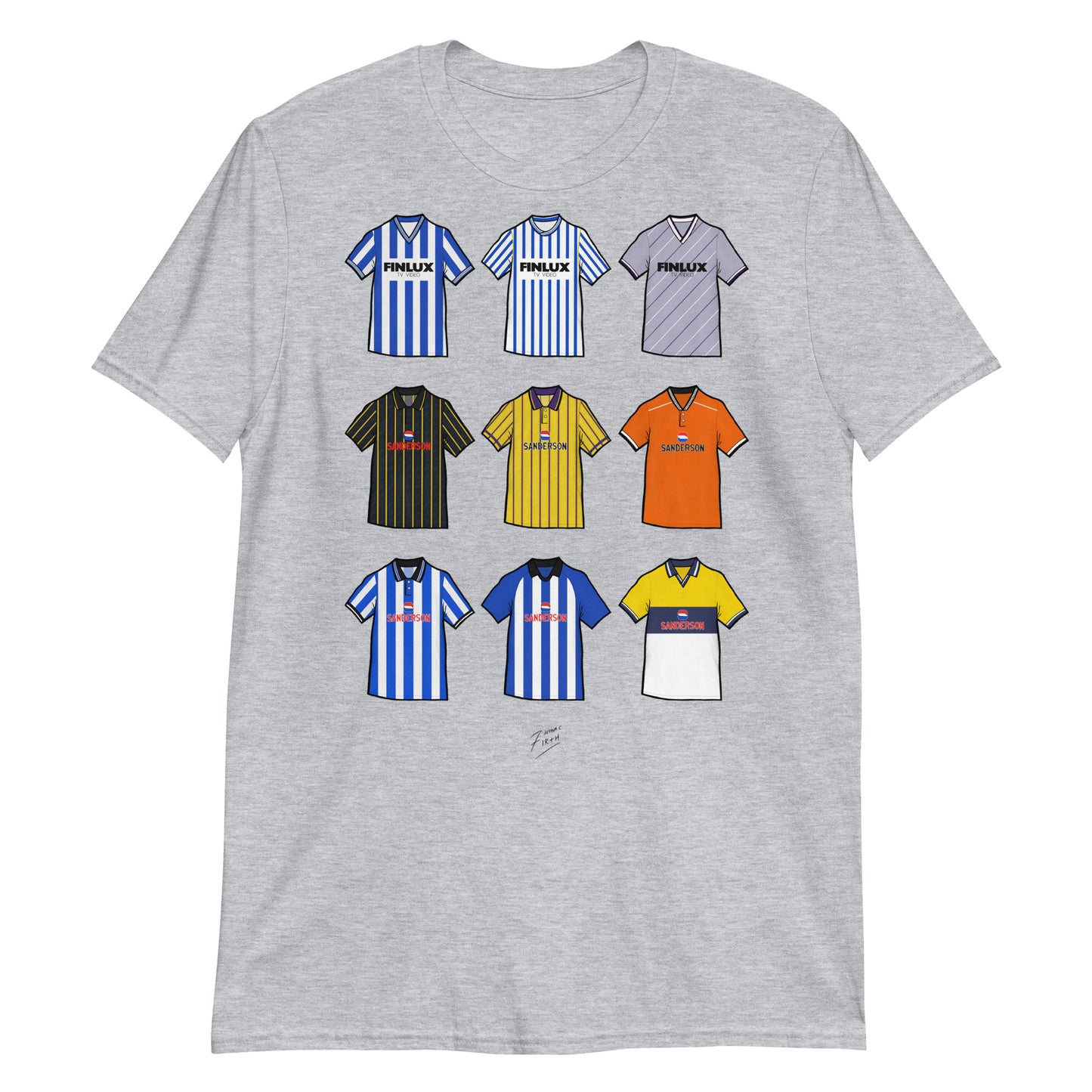 Light Grey Sheffield Wednesday themed T-shirt inspired by their famous retro jerseys of the past!