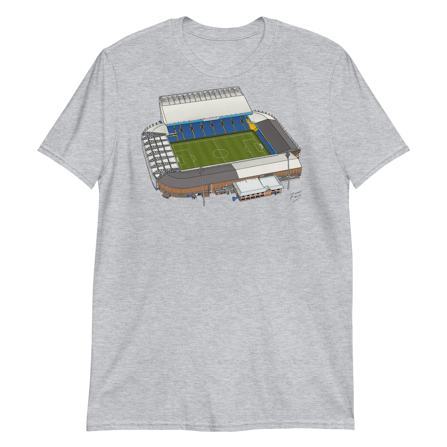 Light Grey T-shirt inspired by the home of football in Leeds, Elland Road. A West Yorkshire favourite