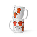 A mug inspired by those famous historical classic football jerseys of Dundee United Football Club. An unofficial take on one of Scotland's finest football clubs who play at Tannadice Park