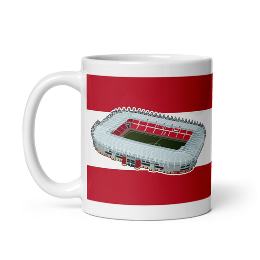Mug featuring artwork of the home of Middlesbrough Football Club, The Riverside Stadium in North Yorkshire