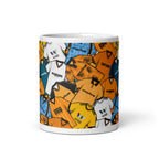 Wolverhampton Wanderers Wolves Inspired football shirt collage mug – handcrafted ceramic mug featuring classic Wolves kits in a colourful wraparound design