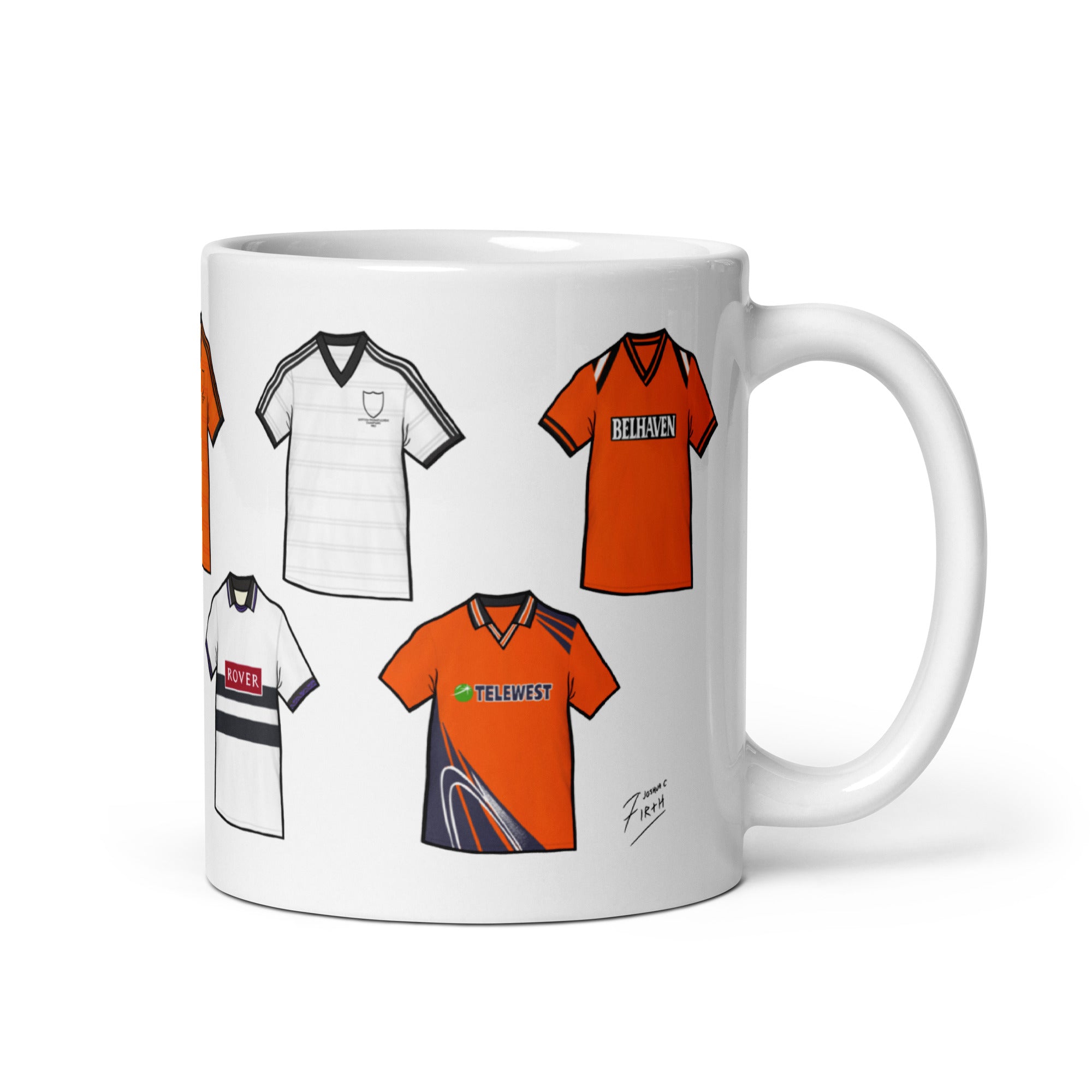 A mug inspired by those famous historical classic football jerseys of Dundee United Football Club. An unofficial take on one of Scotland's finest football clubs who play at Tannadice Park
