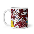 Northampton Town football shirt collage mug – handcrafted ceramic mug featuring classic Northampton kits in a colorful wraparound design