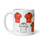 A mug inspired by those famous historical classic football jerseys of Dundee United Football Club. An unofficial take on one of Scotland's finest football clubs who play at Tannadice Park