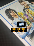 Argentina World Champions Kempes Messi Maradona Art Football Print