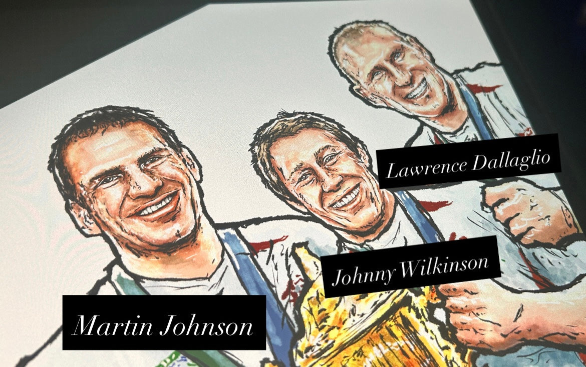 England 2003 Rugby World Cup Legends - Johnson, Wilkinson & Dallaglio Print