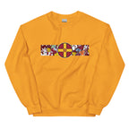 A detailed view of the Northampton Town FC retro sweatshirt featuring a bold Northamptonshire flag and a vintage collage of classic Cobblers football shirts on the front. This stylish design celebrates the proud history and heritage of Northampton Town Football Club. Perfect for match days, casual wear, or as a thoughtful gift for any supporter, this sweatshirt captures true Cobblers pride and timeless football spirit in a classic retro look.