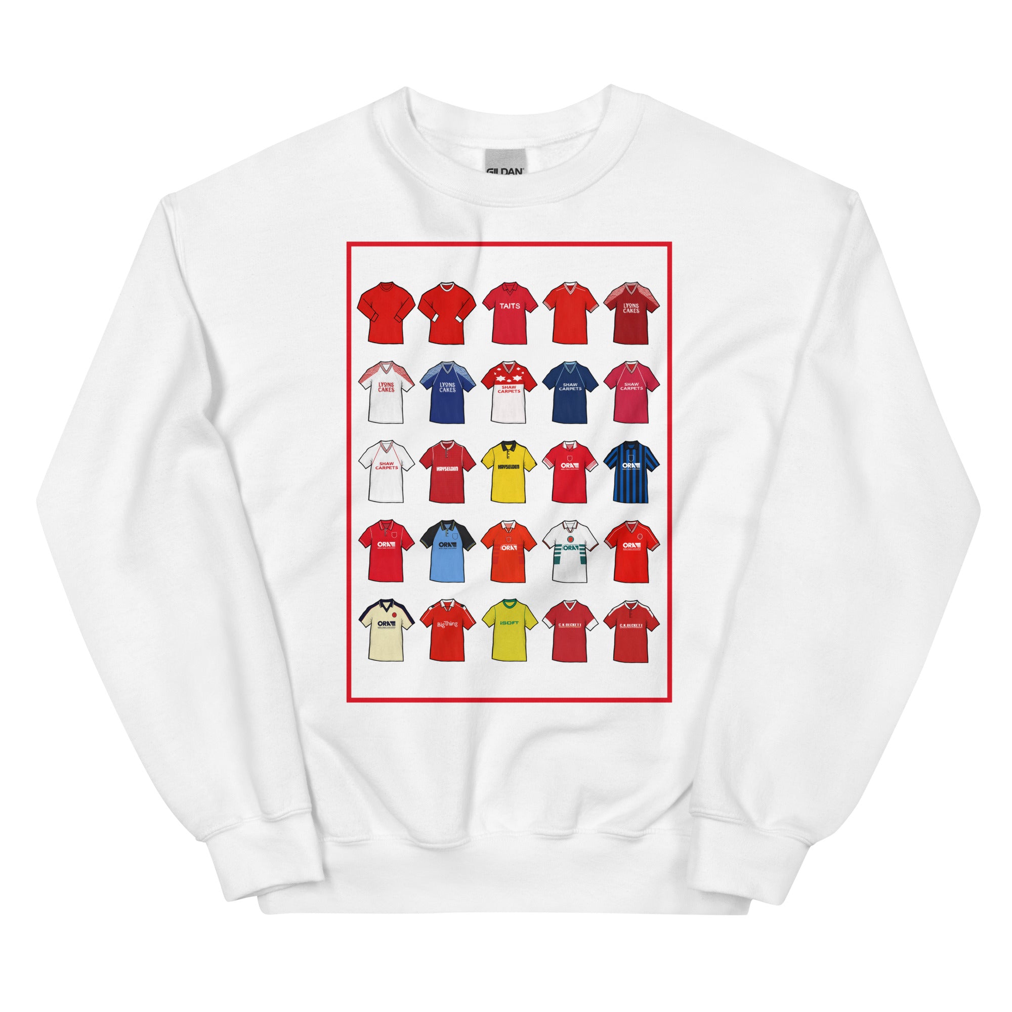 Retro-style Barnsley FC inspired sweatshirt made from a 50/50 cotton-polyester blend, featuring a pre-shrunk classic fit with soft air-jet spun yarn. Includes a 1x1 athletic rib knit collar with spandex and durable double-needle stitching on the collar, shoulders, armholes, cuffs, and hem