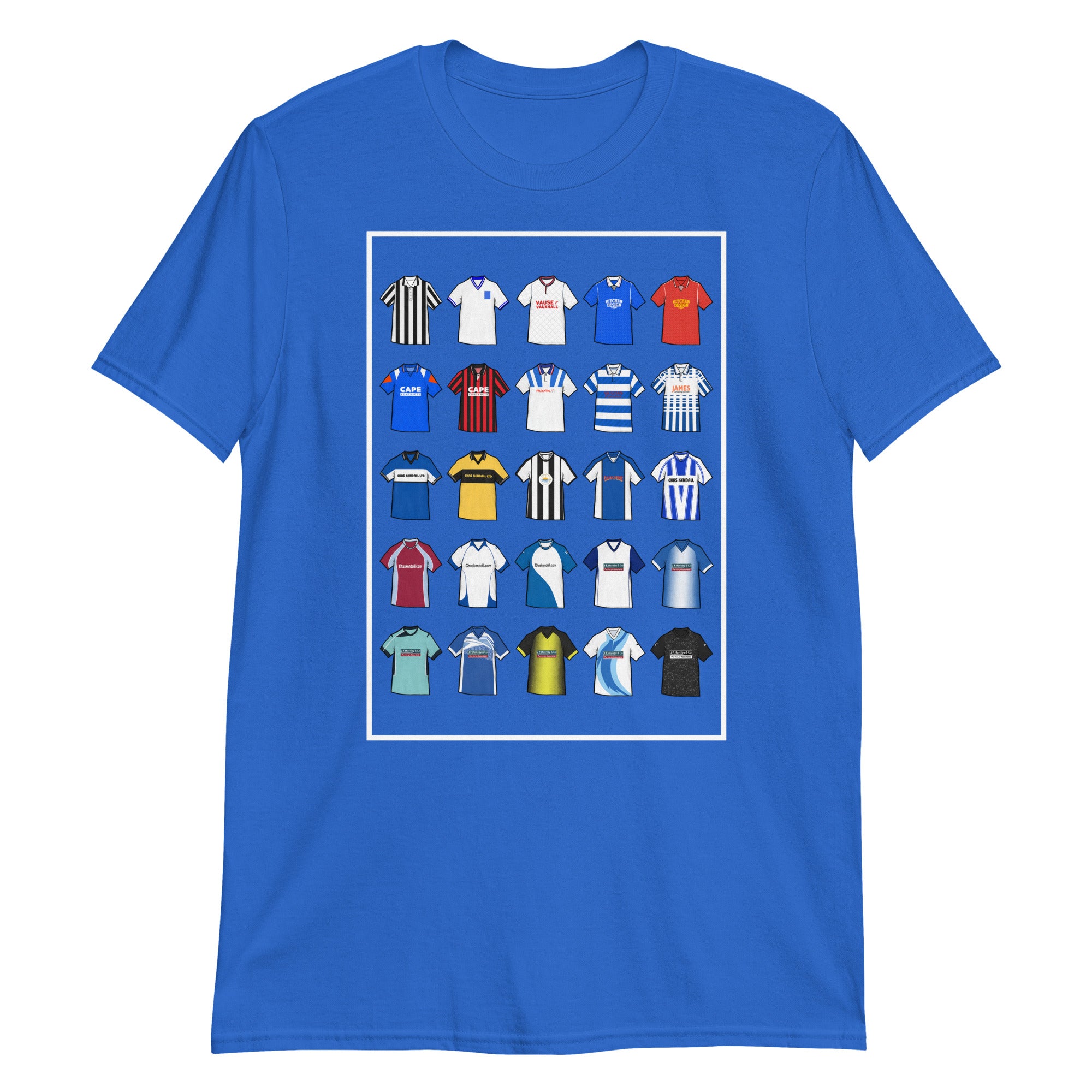This T-shirt design draws inspiration from Barrow AFC’s iconic football shirts, showcasing bold blue and white elements with a modern twist. Featuring vintage jersey patterns and textured details, it pays tribute to the club’s proud heritage and lasting legacy. A perfect blend of classic football culture and fresh, contemporary style—made for true Bluebirds fans