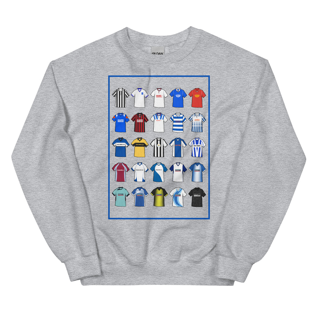 This sweatshirt design takes its cue from the iconic blue and white of Barrow AFC, blending vintage jersey textures with a bold, modern edge. With subtle nods to classic kits and the club’s proud history, it’s a tribute to the enduring legacy of the Bluebirds—crafted for comfort, built for true supporters