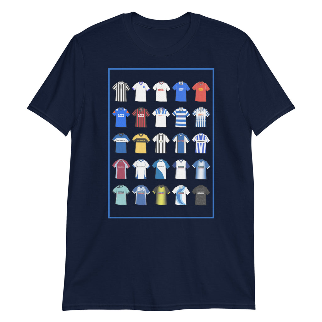 This T-shirt design draws inspiration from Barrow AFC’s iconic football shirts, showcasing bold blue and white elements with a modern twist. Featuring vintage jersey patterns and textured details, it pays tribute to the club’s proud heritage and lasting legacy. A perfect blend of classic football culture and fresh, contemporary style—made for true Bluebirds fans