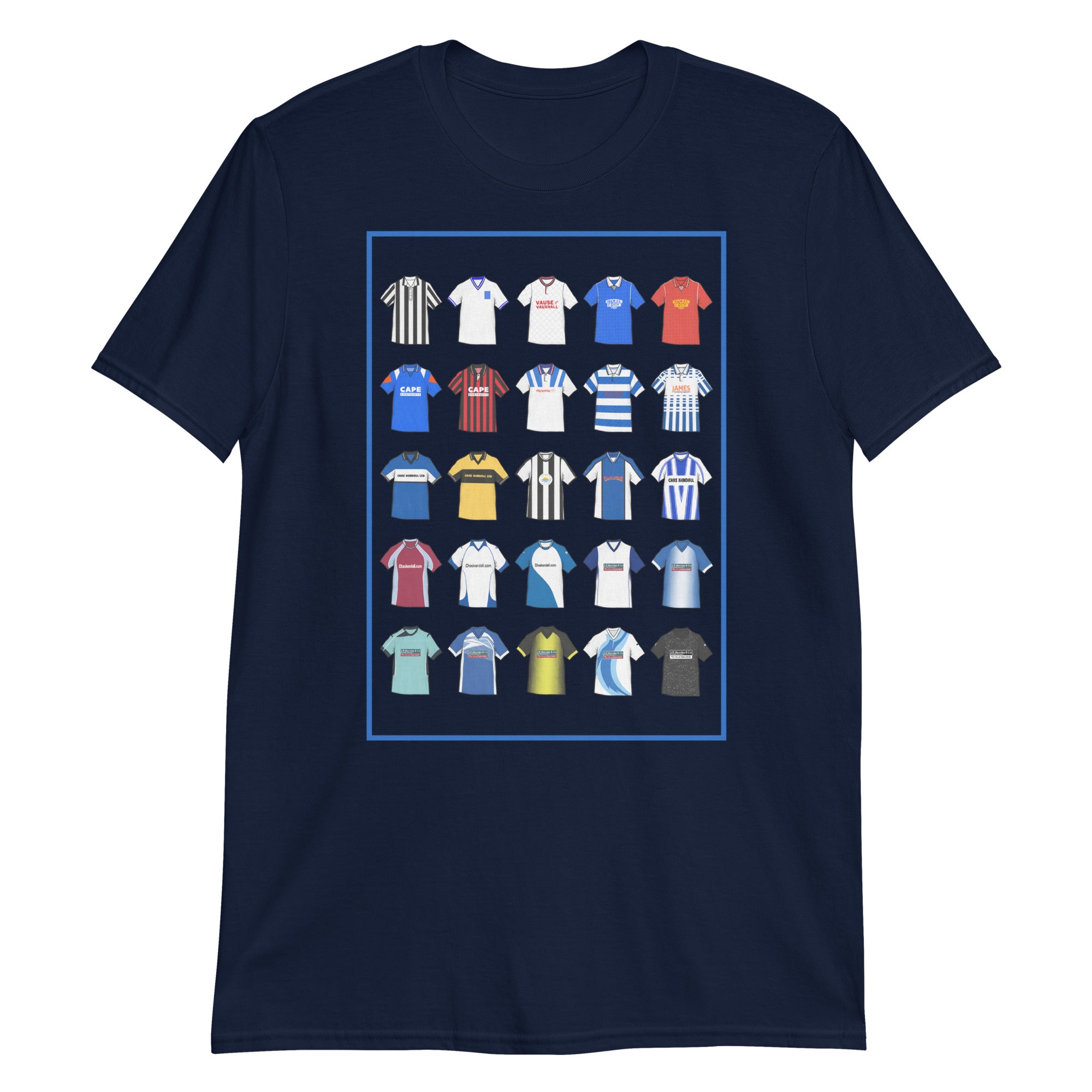This T-shirt design draws inspiration from Barrow AFC’s iconic football shirts, showcasing bold blue and white elements with a modern twist. Featuring vintage jersey patterns and textured details, it pays tribute to the club’s proud heritage and lasting legacy. A perfect blend of classic football culture and fresh, contemporary style—made for true Bluebirds fans