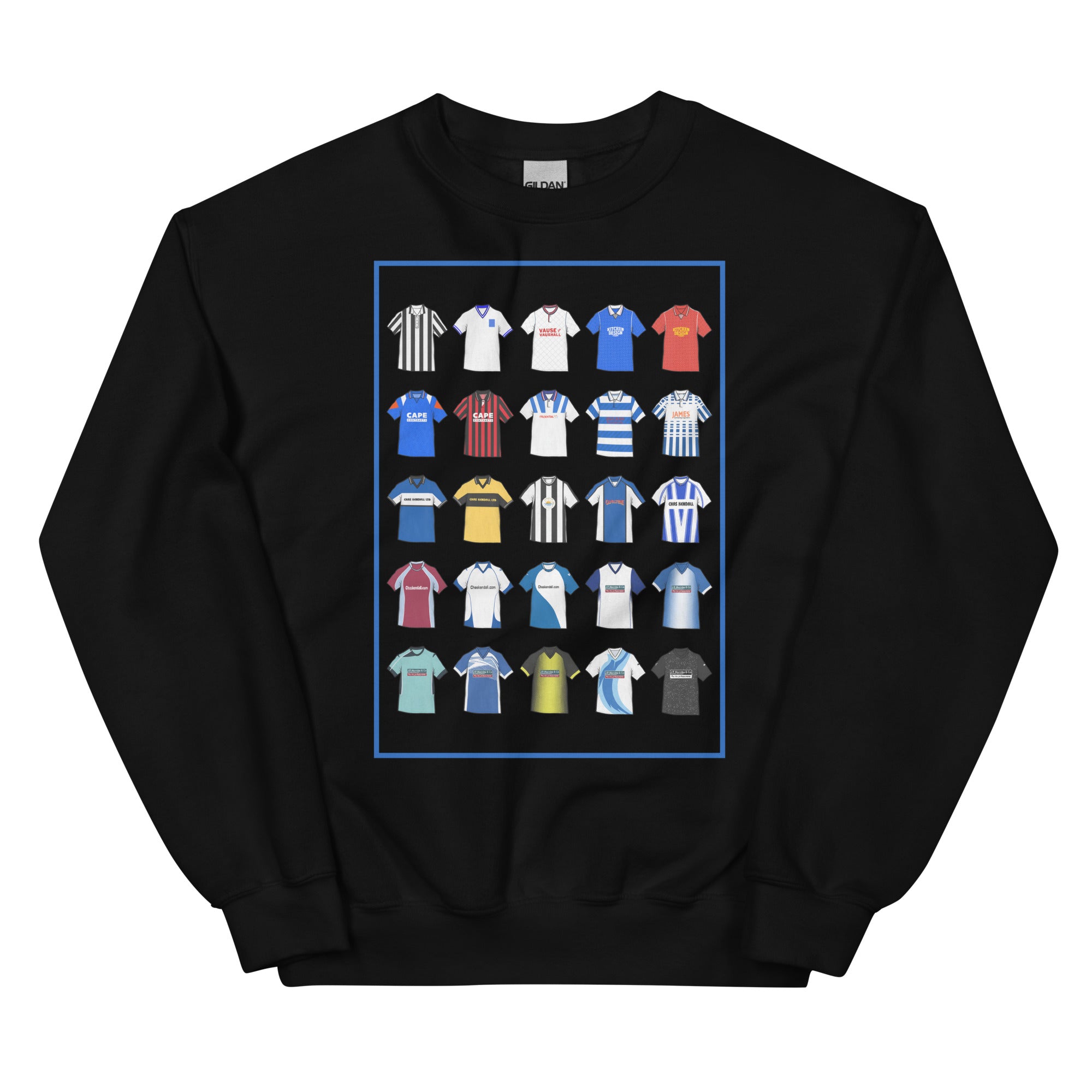 This sweatshirt design takes its cue from the iconic blue and white of Barrow AFC, blending vintage jersey textures with a bold, modern edge. With subtle nods to classic kits and the club’s proud history, it’s a tribute to the enduring legacy of the Bluebirds—crafted for comfort, built for true supporters