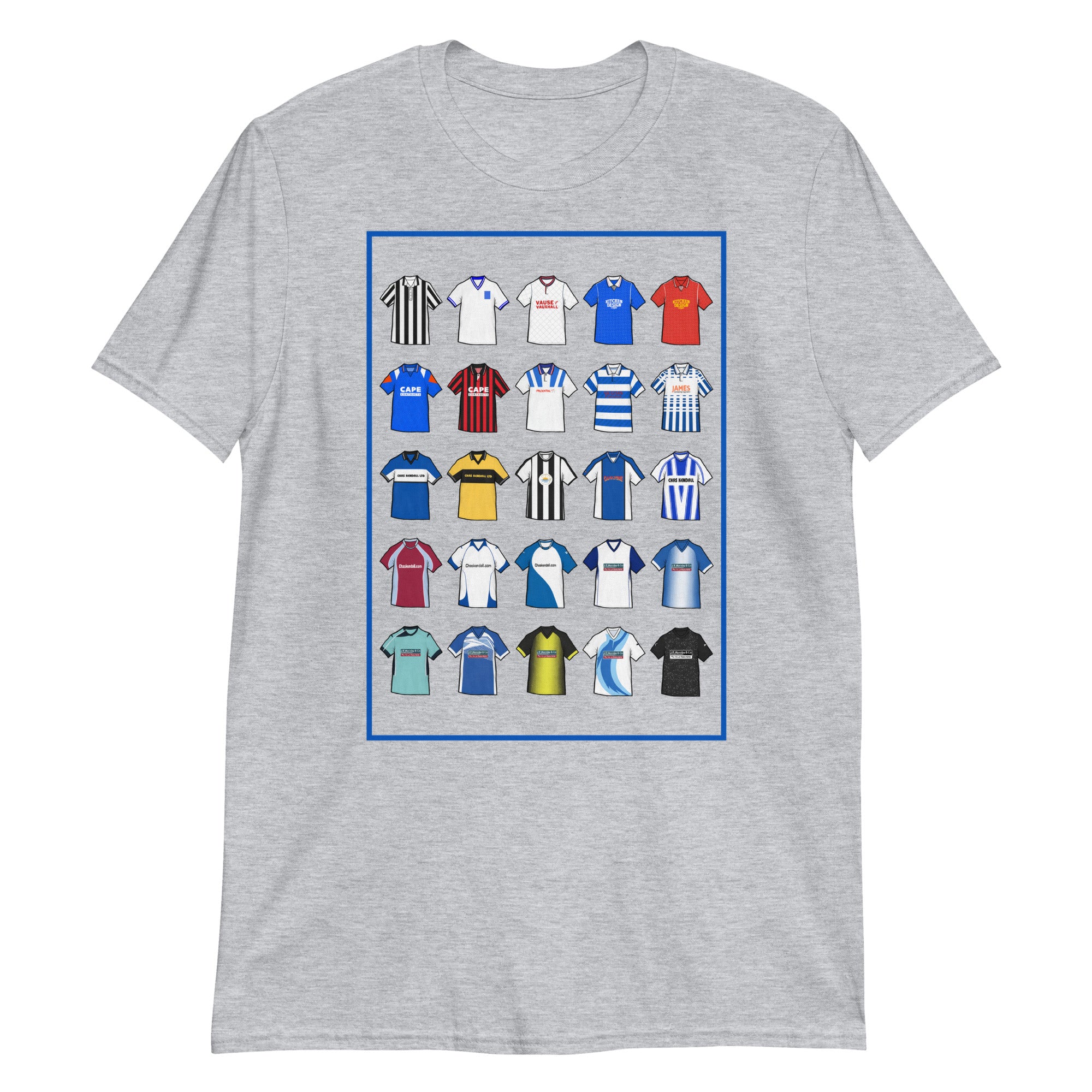 This T-shirt design draws inspiration from Barrow AFC’s iconic football shirts, showcasing bold blue and white elements with a modern twist. Featuring vintage jersey patterns and textured details, it pays tribute to the club’s proud heritage and lasting legacy. A perfect blend of classic football culture and fresh, contemporary style—made for true Bluebirds fans