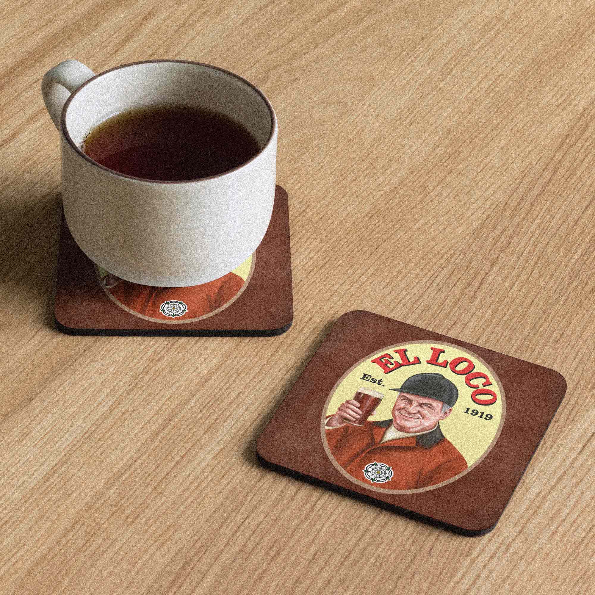 The El Loco Marcelo Bielsa coaster, inspired by the Tetley’s Bitter beer logo and featuring Leeds United design, makes a great Yorkshire football fan gift.