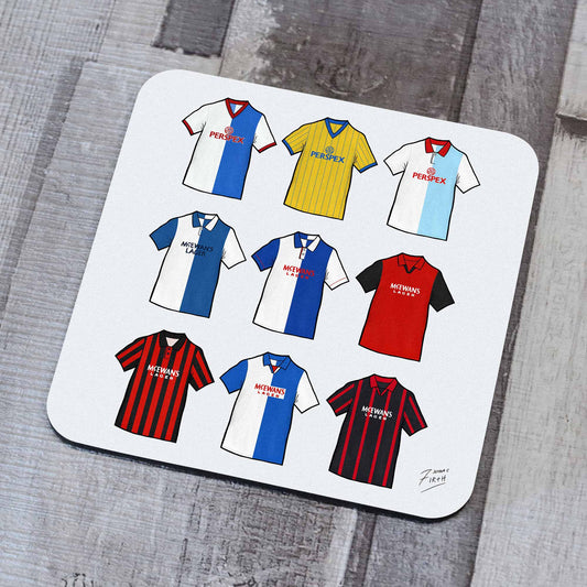 Blackburn Retro Shirts themed coaster inspired by the legendary shirts of the past!