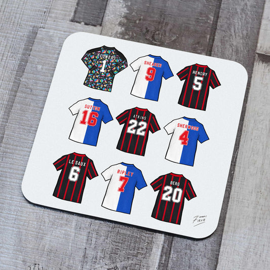 A drinks coaster inspired by the legendary Blackburn Rovers players of the past