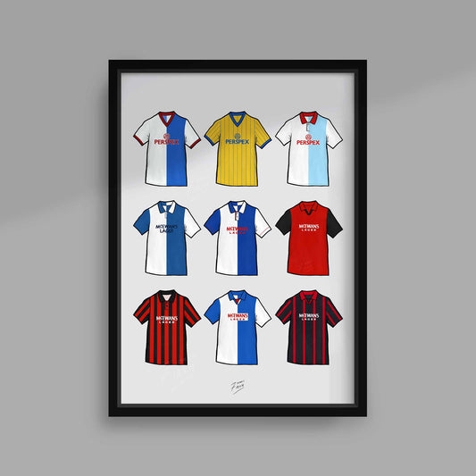 Football print inspired by the retro shirts of Blackburn Rovers